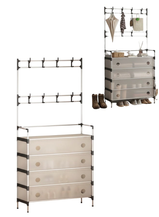 Multifunctional Entryway Coat Rack – Metal Pipe Design with 5-Tier Shoe Storage Shelf, Space-Saving Organizer for Hanging Coats, Jackets, Bags, and Organizing Shoes, Perfect for Home, Apartment, or Bedroom - Image 1